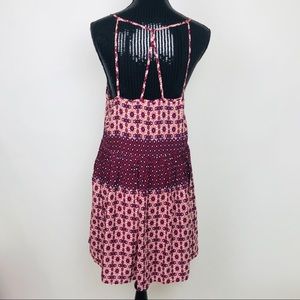 Entro Boho Strappy Dress Red White Paisley